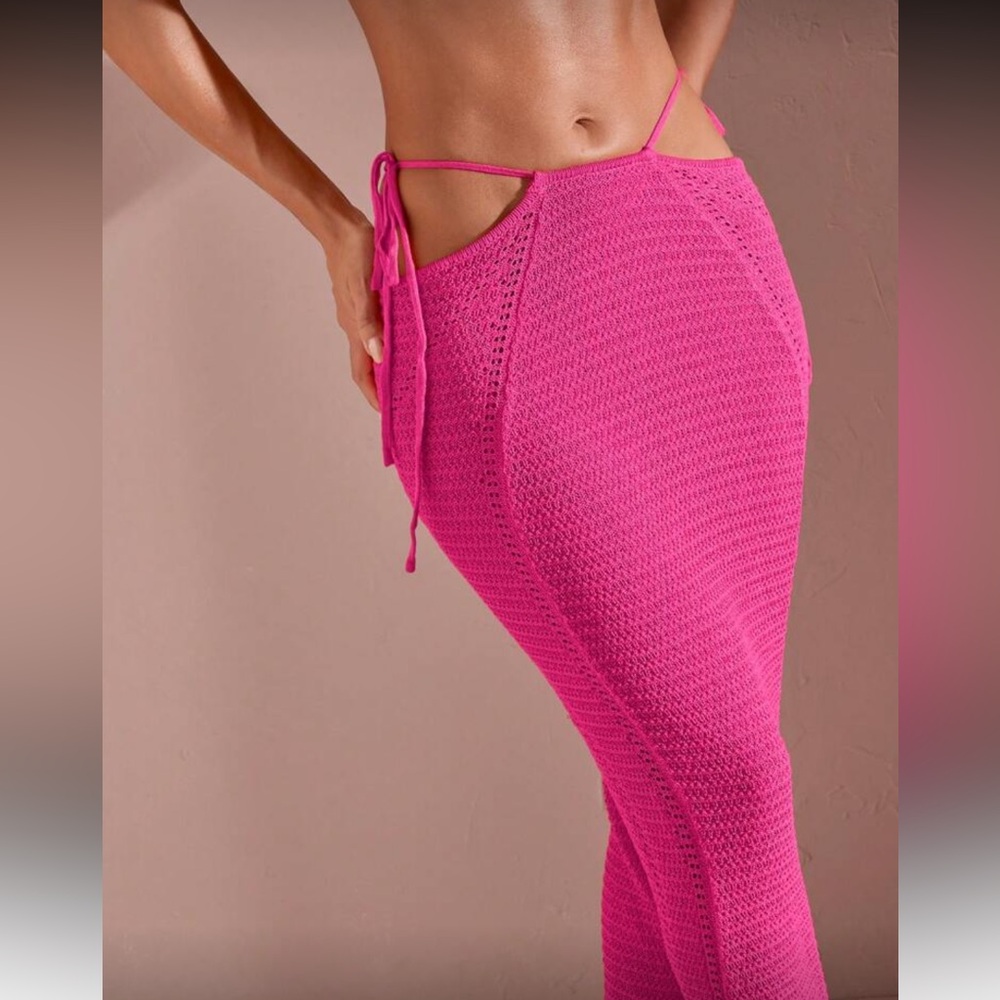 Vibrant Pink Crochet Maxi Skirt